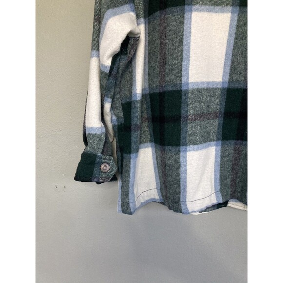 ZARA Oversize Plaid Shacket Wool Blend Jacket Women M Green White Flannel Layer - Picture 13 of 16
